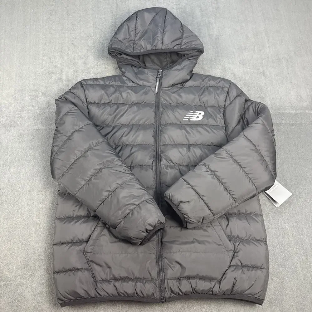 New Balance Men's Puffer Quilted Black Tech Jacket Water Resistant Size Medium